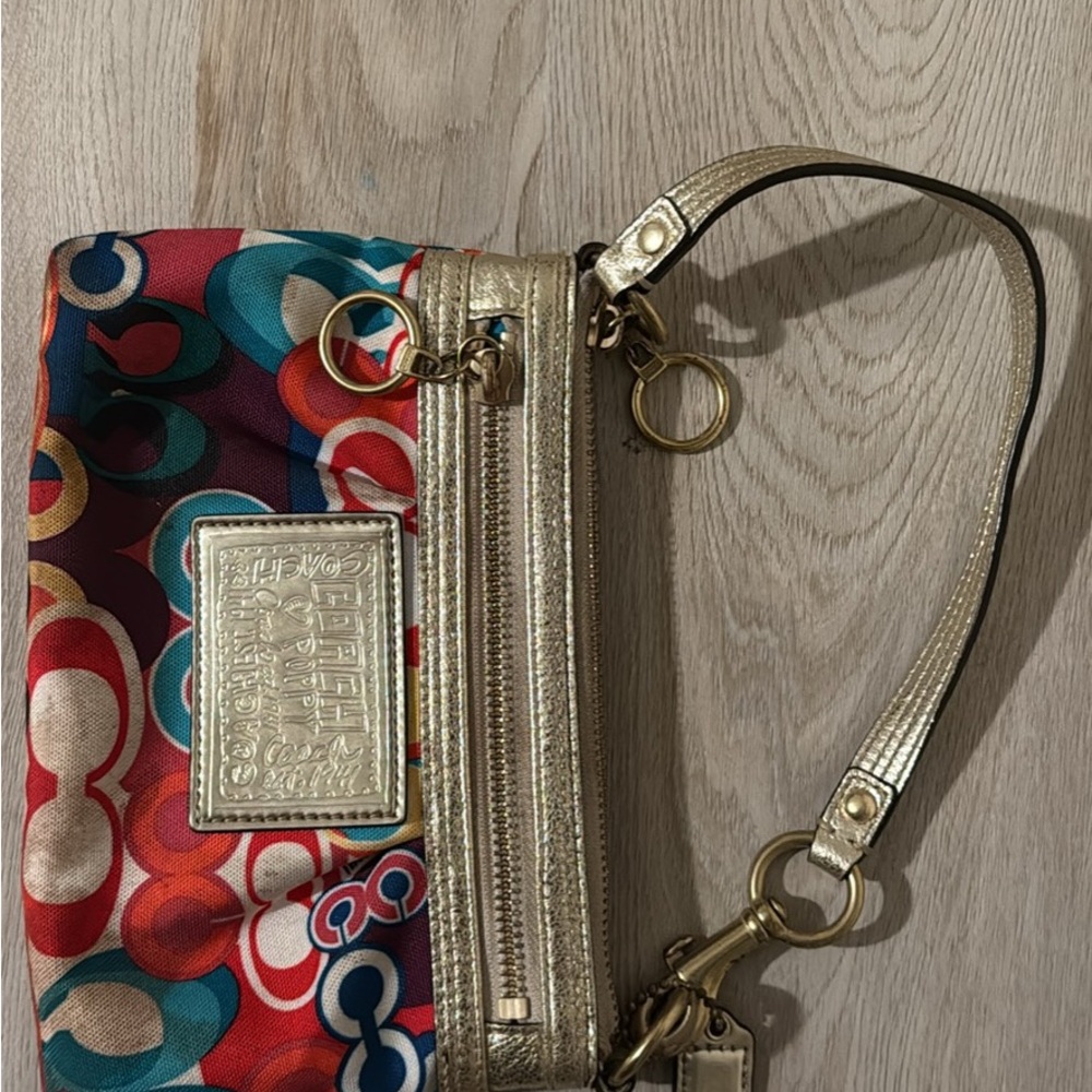 Coach Multicolor Wristlet with Gold Accents